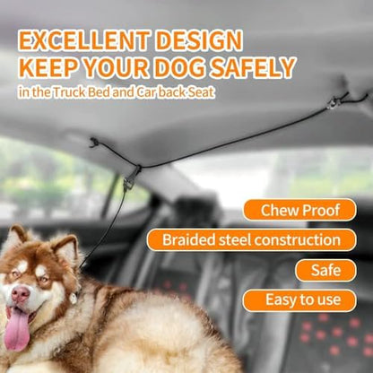 Dog Seat Belt,5FT Chew-Proof Stainless Steel Wire Tether for Car Safety - Image 4