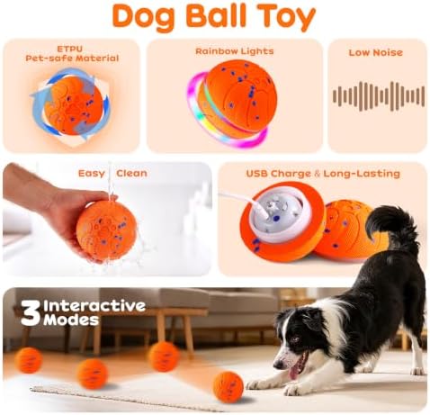 Smart Interactive Dog Toys, Colorful Led Lights, Orange - Image 2