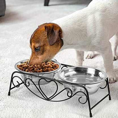 Ejoyous Pet Bowl Double Cat Dog Waterer Bowls Elevated Water Food Feeder - Image 3