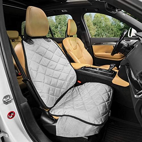 Plush Paws Products Premium Bucket Car Seat Protector | Diamond Stitching | Washable & Waterproof Front Seat Dog Cover Car, Truck, & SUV | Nonslip, Tear Resistant Pet Passenger Seat Cover | Grey by PlushPawsProducts%C2%AE