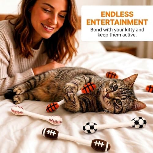 Glaciart One Swabs Cat Toys with Catnip - 4 Pk | Durable for Chew, Cute Cat Toys Interactive Kitty for Boredom, Exercise, & Play | Filled w/Organic Catnip for Anxiety & as Digestive Aid | Gift Idea - Image 5