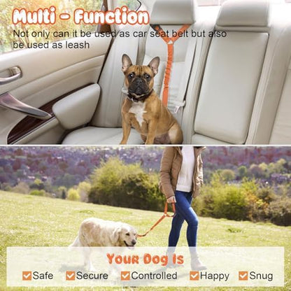 BWOGUE Dog Seat Belt for Car, Headrest Restraint Bungee Lead, Orange - Image 6