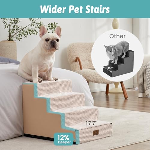 COZY KISS Dog Stairs for Small Dogs, 4 Step Pet Stairs for Beds & Couches - Image 3