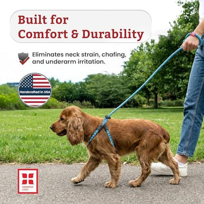 Harness Lead No Pull Dog Harness and Leash Set, Anti Pull Dog Harness for All Breeds and Sizes, One-Piece Cushioned Rope Design Safely Prevents Escaping and Pulling (Medium/Large, Orange/Reflective) - Image 4