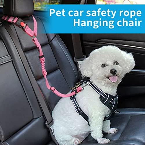YAOHDAO Dog Seat Belt Harness for Car, Restraint Adjustable with Elastic Bungee Buffer Headrest for Vehicle, 360 Degree Swivel Nylon Pet Safety Seat Belts Heavy Duty Car Harness for Dogs (Pink) - Image 2