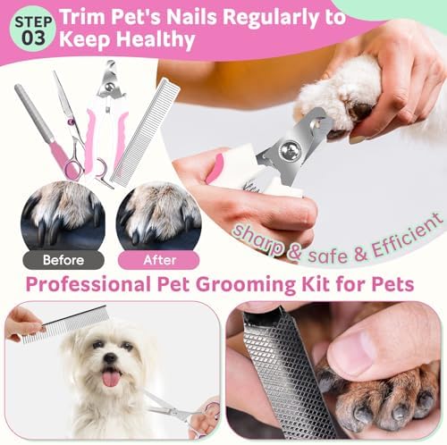 Bath Grooming Kit for Pets, 10pcs Dog Brush for Shedding with Dog Nail Clipper and Trimmer, Dog and Cat Grooming Supplies, Dematting Comb for Dogs, Pet Bath Supplies - Image 5