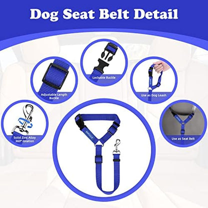 BWOGUE 2 Pack Dog Seat Belt for Car, Nylon Headrest Restraint, Dark Blue - Image 3