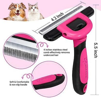 MIU COLOR Pet Grooming Brush, Deshedding Tool for Dogs & Cats, Hot Pink - Image 2