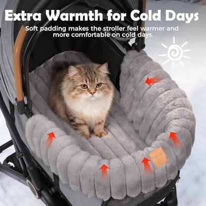GTPLAYER Pet Stroller Mat, Plush Quilted Dog & Cat Stroller Liner Pad, Soft Flat Pad for Comfort and Stroller Protection for Outdoor Walks and Travel Comfort, Grey - Image 5
