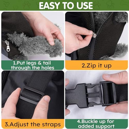 Pet Carrier Backpack, Hands-Free Adjustable Dog Front Carrier Legs Out & Easy-Fit Dog Backpack Carrier for Hiking Camping Traveling Cycling for Small Dogs and Rabbits (Medium, Black) - Image 6