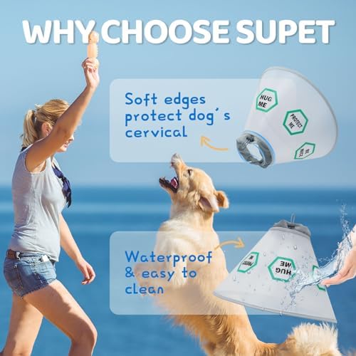 Supet Dog Cone Collar After Surgery to Stop Licking: Adjustable Recovery Elizabeth Collar Alternative for Large Medium Small Dogs, Plastic Pet Head Neck Cone (L) - Image 2