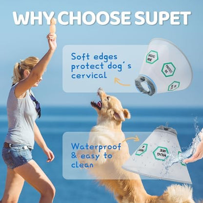 Supet Dog Cone Collar After Surgery to Stop Licking: Adjustable Recovery Elizabeth Collar Alternative for Large Medium Small Dogs, Plastic Pet Head Neck Cone (L) - Image 2