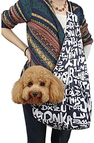 Pet Dog Puppy Cat Carrier Bag Oxford Cloth Sling Dog Doggy Cat Carrier Single Shoulder Bag-Small,Blue Letter - Image 2