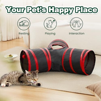 Love's cabin Cat Tunnel for Indoor Cats, 3-Way Collapsible Play Tunnel - Image 3