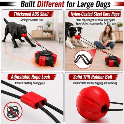 Interactive Suction Cup Toys for Large Dogs with Extended Rope, Dog Tug of War for Aggressive Chewers, Durable Stimulation Toys to Keep Them Entertained - Image 3