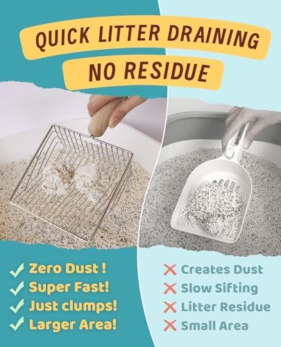 Cat Litter Scoop with Holder-Speed Sifter Litter Box Scooper Captures All Clumps - Kitty Metal Scooper, Kitty Litter Sifting Shovel Comfy Handle,Heavy Duty Speed Sifter,for Litter Box-Pro - Image 4