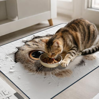 Nuxovilar Adorable Feline Pet Food Mat Polyester 23.62x17.71 Inches - Image 2