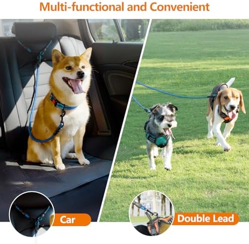 Taglory Double Dog Leash Coupler for Two Dogs, 1/3" Lightweight Dual Leash Extension for Small and Medium Dogs, No Tangle 360° Swivel, Reflective Rope, 30 Inch, Blue - Image 3
