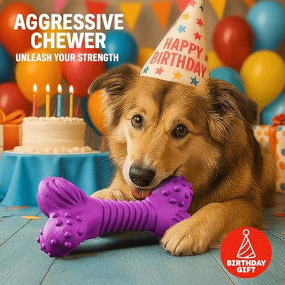Dog Toys for Aggressive Chewers, Dog Toys for Medium Large Dogs, Natural Rubber Dog Chew Toys with Beef Flavor, Indestructible Chew Toys for Aggressive Chewers (Purple) - Image 2