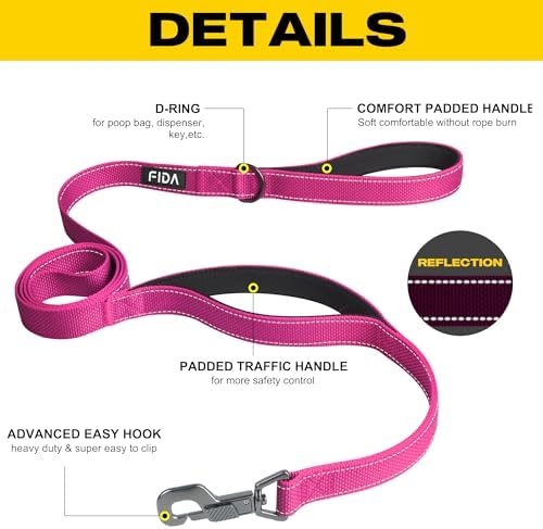 Fida Heavy Duty Dog Leash for Medium Large Dogs, 6 FT, Dual Padded Handles - Image 2