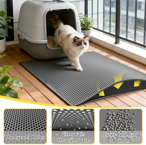 Cat Litter Mat, 30"x24", Waterproof, Easy to Clean (Grey-2Pack) - Image 2