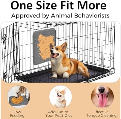 Pet Lick Mat, Lick Mat for Dogs Slow Feeder, Dog Crate Lick Pads, Dog Crate Accessories, Boredom Relief Licking Pad, Fit for Peanut Butter, Treats Yogurt, Bolognese (Grey) - Image 3