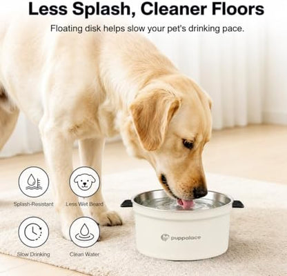 3.2L/108oz No Spill Dog Water Bowl Stainless Steel White - Image 2