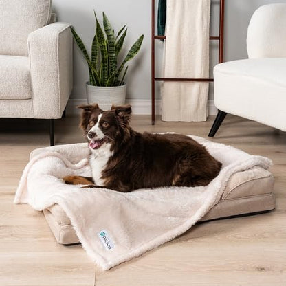 PetAmi Soft Plush Sherpa Dog Blanket for Pet Cat, Small 24x32, Beige - Image 3