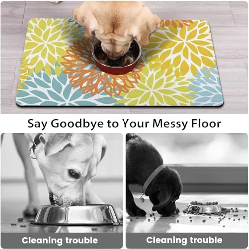 Dog Food Mat for Floors, Absorbent Pet Cat Food Bowl Mat, 12x20 in - Image 2