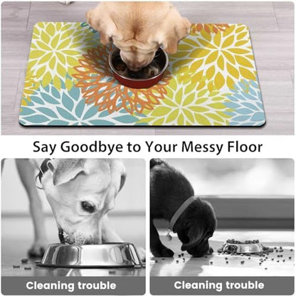 Dog Food Mat for Floors, Absorbent Pet Cat Food Bowl Mat, 12x20 in - Image 2