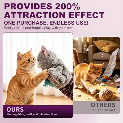 Cat Wrestling Glove with Bell & Catnip, Cats Puppet Wrestler with Tough Padding for Safe Play, Interactive Puppet Toy for Indoor Play, Exercise & Boredom Relief, Family Bonding & Feline Training - Image 3