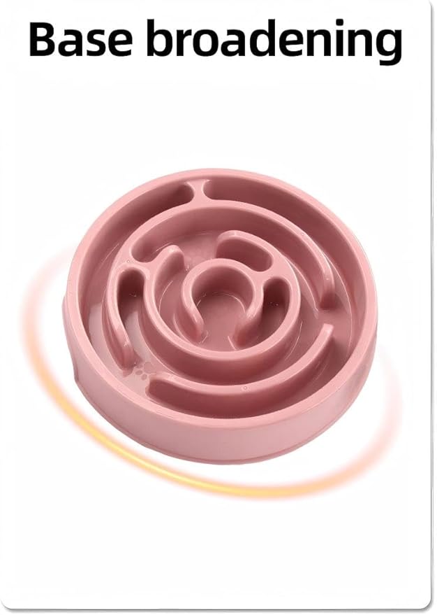 Pet Slow Feeder Bowl - Anti-Choking Maze Design, Universal for Dogs & Cats, Anti-Slip & Anti-Tip (Bowl-Pink)