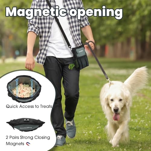 Dog Treat Pouch, 4 Cup Training Bag, Magnetic Closure, 3 Way Wear, Gray - Image 5