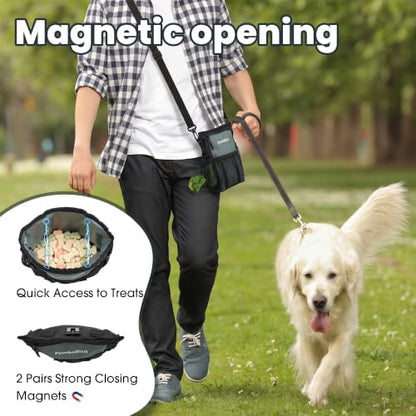 Dog Treat Pouch, 4 Cup Training Bag, Magnetic Closure, 3 Way Wear, Gray - Image 5