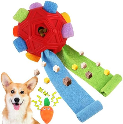 Dog Snuffle Ball-Interactive Puzzle Dog Toys Encourage Natural Foraging Skills Slow Feeder for Training and Stress Relief, Cloth Strip Hiding Food Chew Toys for Any Size Dogs, Machine Washable (Red) by Petration