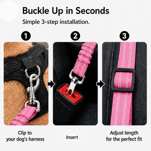 Dog Seat Belt 2Pcs, Retractable Pet Car Harness, Adjustable Dog Seat Belts - Image 3