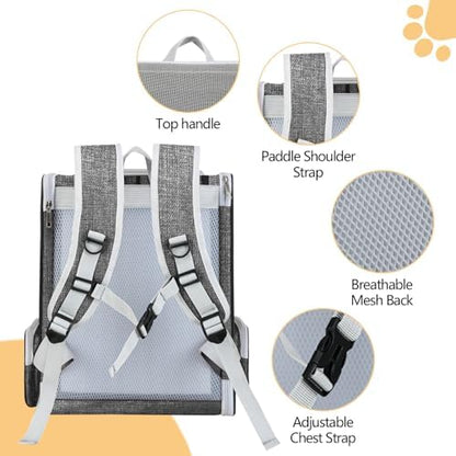 Cat Backpack Carrier Large Pet Backpack for Small Dog Medium Cat Puppy Kitten Bunny up to 15lbs, Ventilated Mesh Dog Collapsible Travel Backpack for Hiking Walking Outdoor - Image 4