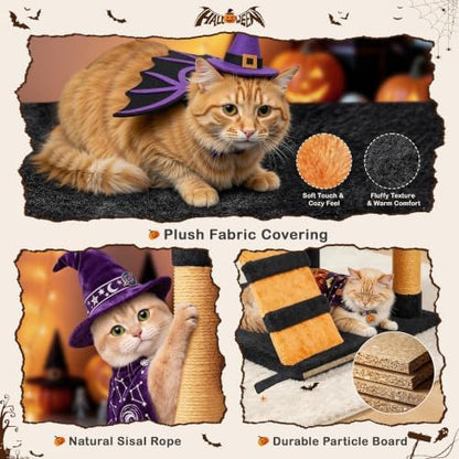 Yaheetech 54in Gothic Cat Tree, Multilevel Indoor Halloween Cat Tower - Image 5