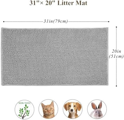 VIVAGLORY Cat Litter Mat Softgrip Litter Trapping Mat, 31"× 20", Grey - Image 5