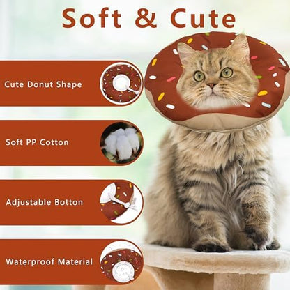 Seyezo Cat Cone Collar Soft, Adjustable Cat Recovery Cone, WaterproofBrown - Image 3