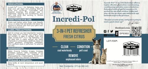 Dr. Pol Incredi-Pol 3-in-1 Pet Refresher | Waterless Coat Cleaner & Conditioner | Pet Odor Eliminator | Fine Mist Spray for Dogs & Cats | Freshens, Cleans & Softens Fur | 3 oz | Fresh Citrus - Image 6
