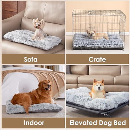EHEYCIGA Fluffy Dog Crate Bed for Small Dogs, Plush Crate Pad, Grey - Image 5