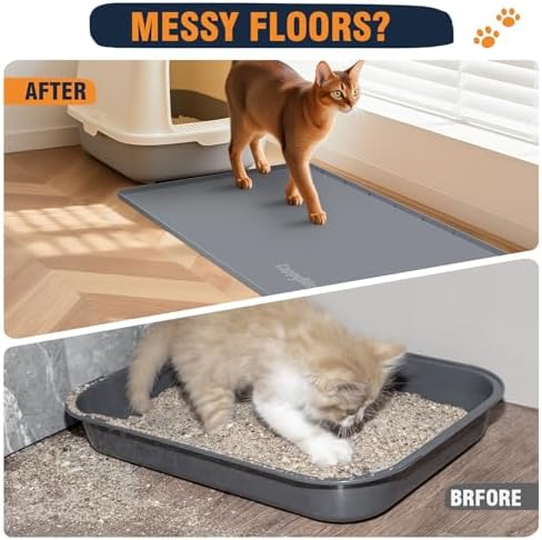 Cat Litter Mat, 34"x22" Waterproof Silicone, Litter Trapping - Image 3
