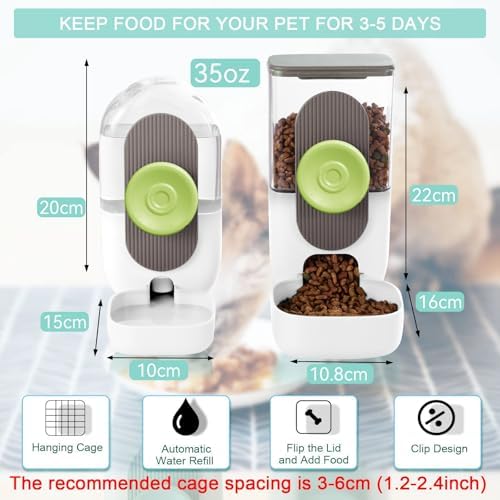 Lemtrflo Rabbit Feeder, Bunny Water Bottle Dispenser, Pet Cage Food Bowl - Image 4