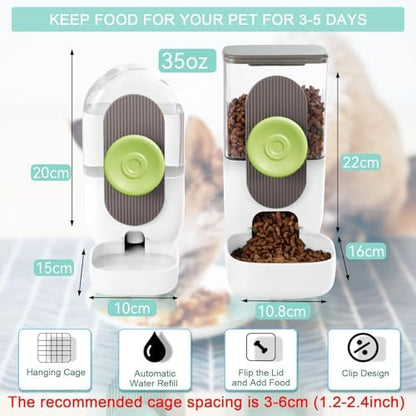 Lemtrflo Rabbit Feeder, Bunny Water Bottle Dispenser, Pet Cage Food Bowl - Image 4