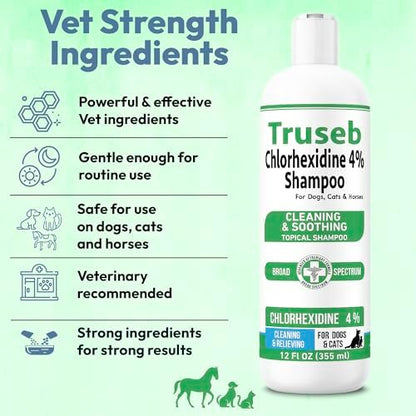 Truseb Topical Chlorhexidine 4% Shampoo for Dogs, Cats, and Horses with Plum/Blueberry Scent - 12 oz - Made in U.S.A (Chlorhexidine 4% Shampoo, 12 oz) - Image 6