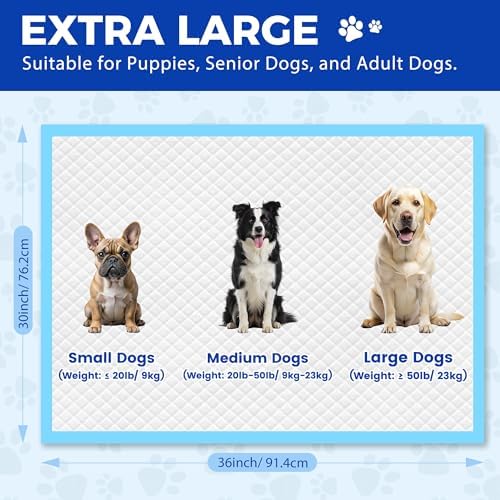 50 Count Extra Large Dog Pee Pads 30"x36", Super Absorbent & Leak-Proof Large Puppy Pads Fast-Drying, 50 Pack XXL Potty Pee Pads for Dogs, Puppies, Doggy - Image 2