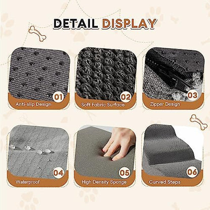 Romrol Dog Stairs Ramp for Small Dogs, 33D Pet Stairs Steps with Durable Non-Slip Waterproof Fabric Cover, Dog Slope Stairs to Bed for Small Dogs and Cats or Pets Joints, 3-Steps - Image 4
