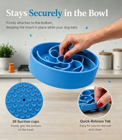 Slow Feeder Dog Bowls Insert Cuttable to fit 4.4"-7.5" Bowls Blue - Image 4