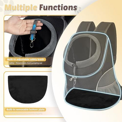 WOYYHO Pet Dog Carrier Backpack Small Dog Front Backpack Ventilated Dog Carrier Back Pack with Storage Pockets, Adjustable Straps & Safety Belt for Travel Hiking Outdoor (Size S: 2-4.5 lbs, Black) - Image 2